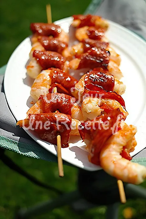 Photo de Brochettes de crevettes au chorizo