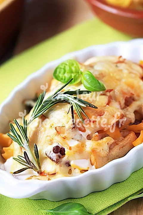 Photo de Gratin de pâtes aux champignons