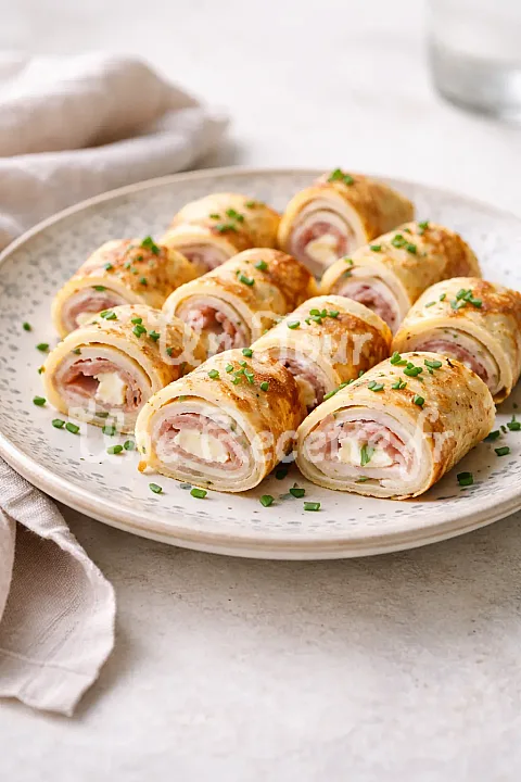 Photo de Mini crêpes roulées au jambon