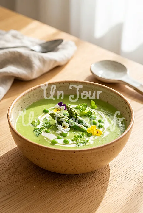 Photo de Asperges et velouté de petits pois