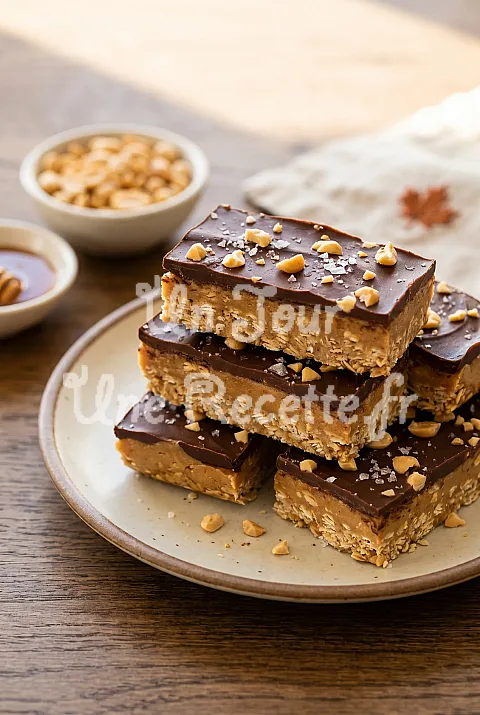 Photo de Barres arachides, érable et chocolat sans cuisson