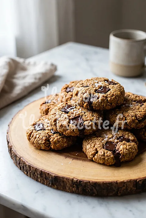 Photo de Biscuits au beurre d'amandes, à l'avoine et au chocolat noir