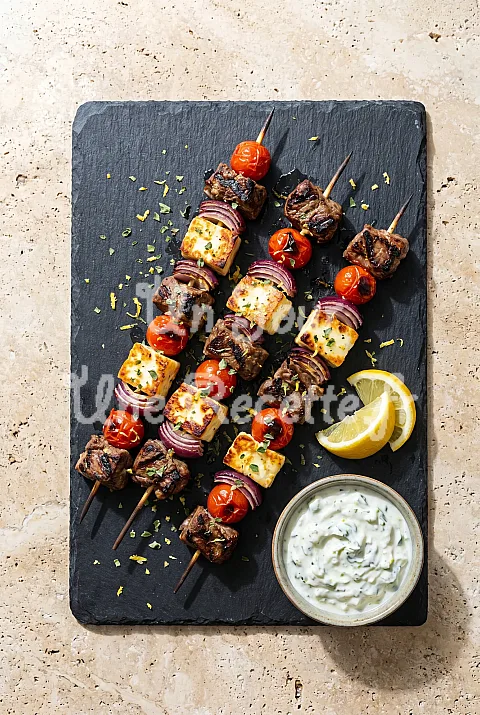 Photo de Brochettes d'agneau et de halloumi