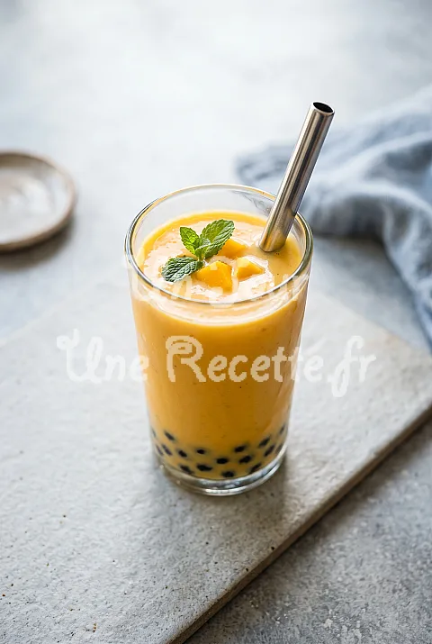 Photo de Bubble Tea à la mangue et au lait de coco