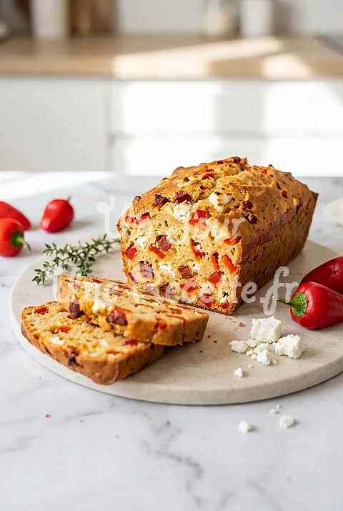 Photo de Cake poivron chèvre chorizo