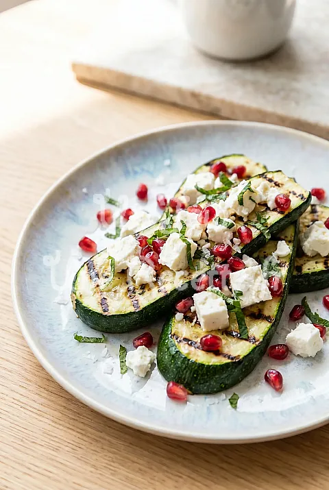 Photo de Courgettes grillées à la feta et à la grenade