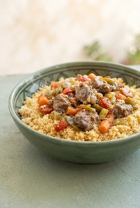 Photo de Couscous à l'agneau et aux légumes traditionnel