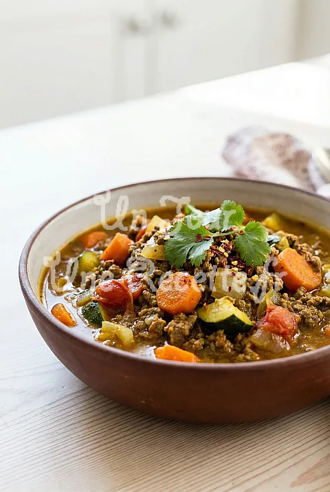 Photo de Curry de boeuf aux légumes et aux épices indiennes