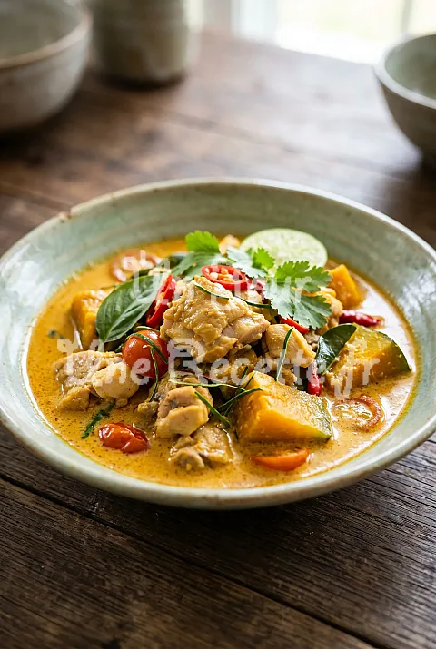 Photo de Curry de citrouille et de poulet au lait de coco