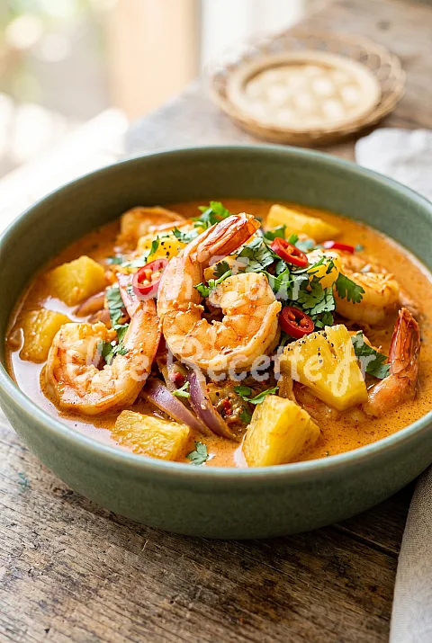 Photo de Curry de crevettes à l'ananas