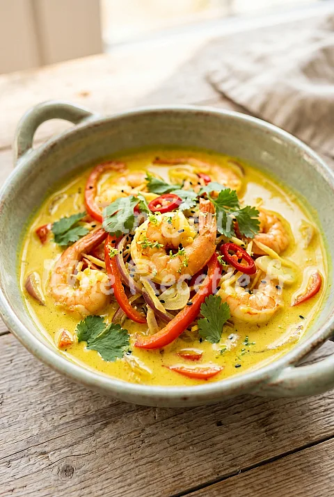 Photo de Curry jaune de crevettes et de légumes