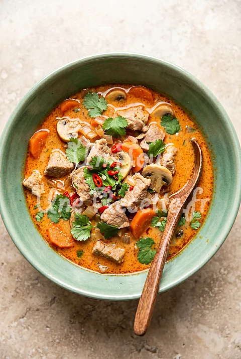 Photo de Curry rouge de porc et de légumes