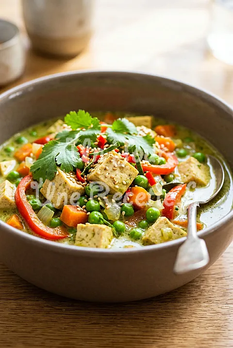 Photo de Curry vert de tofu et légumes