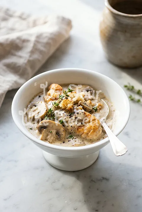 Photo de Escalopes de poulet à la crème de champignons