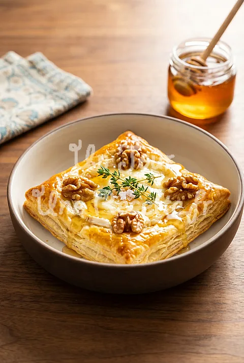 Photo de Feuilleté au fromage de chèvre, miel et noix