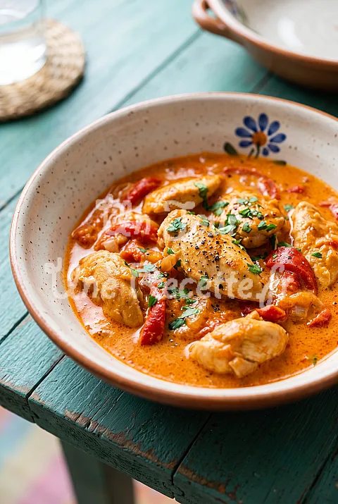 Photo de Filets de poulet à la crème de poivron
