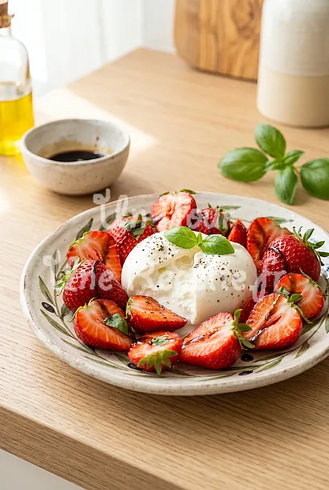 Photo de Fraises et Burrata