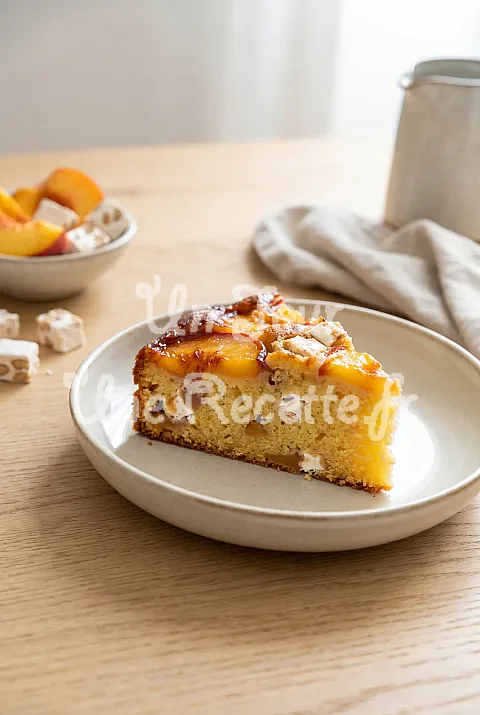 Photo de Gâteau aux pêches et au nougat