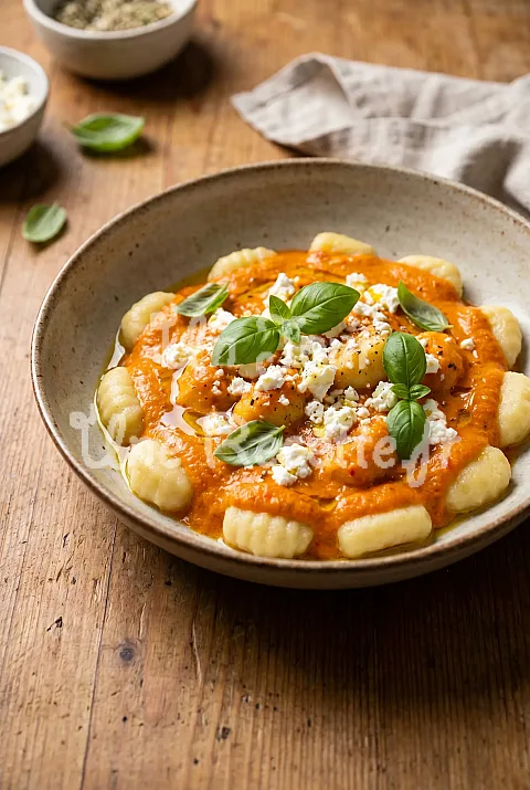 Photo de Gnocchi à la sauce aux poivrons rouges et à la feta
