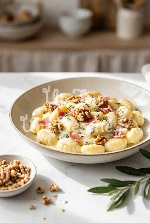 Photo de Gnocchis au gorgonzola et noix