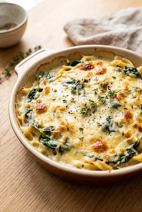 Photo de Gratin de pâtes aux épinards