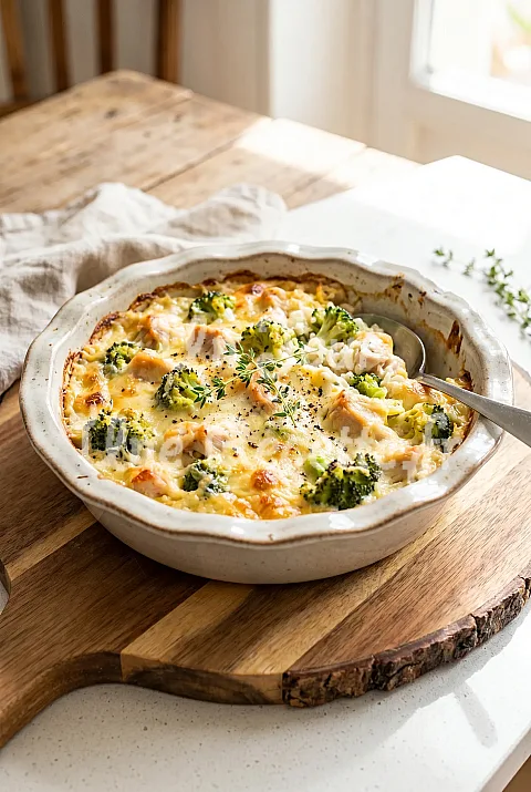 Photo de Gratin de riz au poulet et brocoli