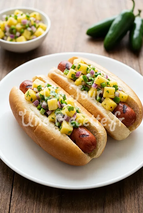 Photo de Hot-dogs et salsa ananas-jalapenos