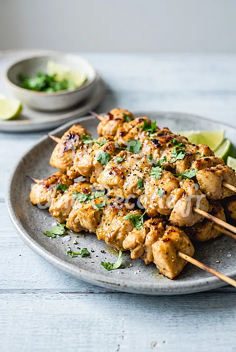 Photo de Brochettes de poulet miel soja citron vert