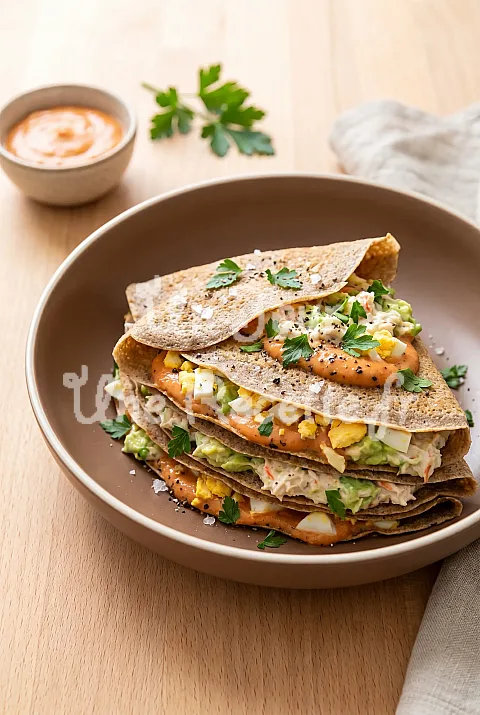 Photo de Millefeuille de crêpes au crabe