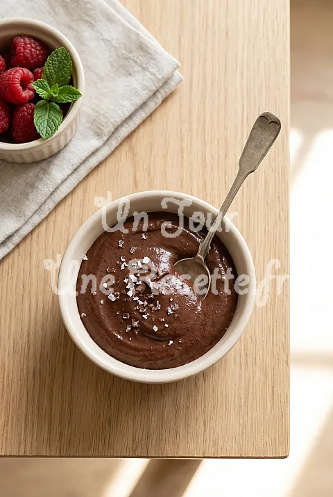 Photo de Mousse au chocolat noir et à la fleur de sel