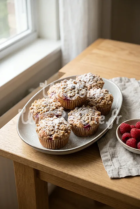 Photo de Muffins crumble aux framboises
