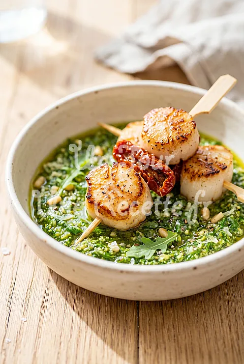 Photo de Noix de Saint Jacques et pesto de roquette