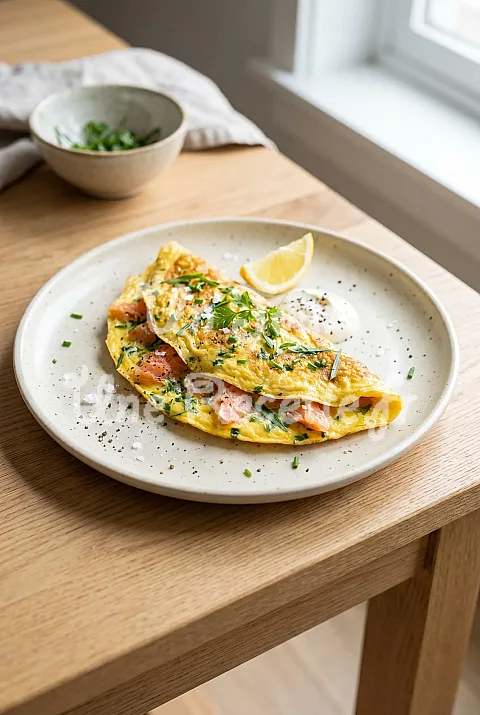 Photo de Omelette à la truite et fines herbes