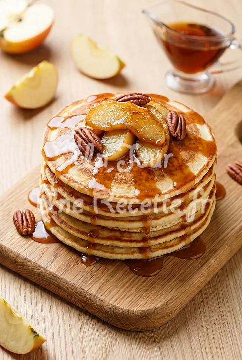 Photo de Pancakes au fromage cottage et aux pommes, caramel à l'érable