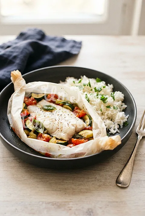 Photo de Papillotes de poisson au basilic