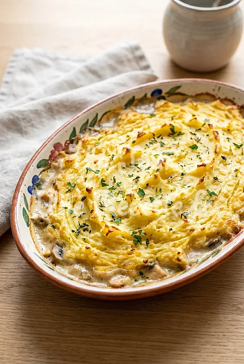 Photo de Parmentier de poulet aux champignons