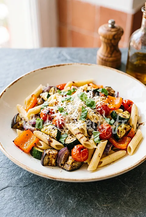 Photo de Pâtes aux légumes grillés