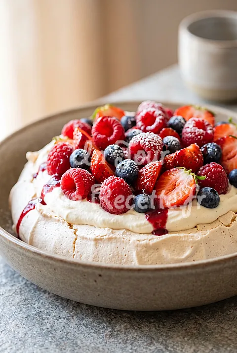 Photo de Pavlova aux fruits rouges