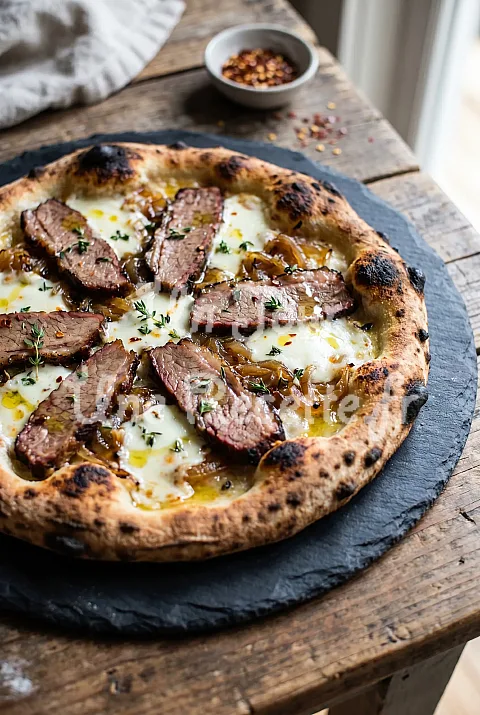 Photo de Pizza à la viande fumée au four à pizza