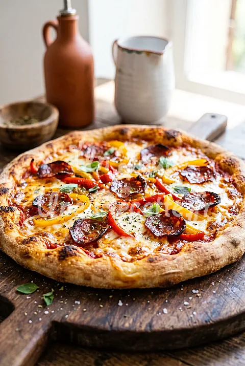 Photo de Pizza au chorizo et aux poivrons