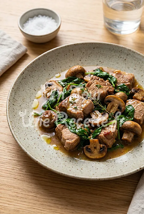 Photo de Porc aux épinards et aux champignons