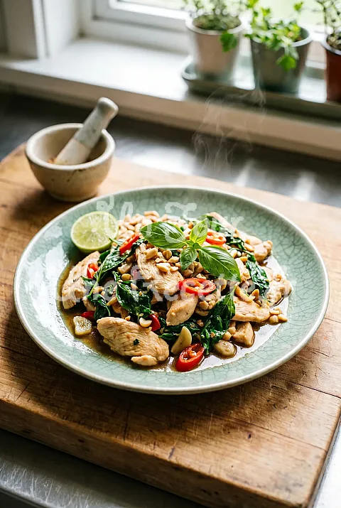 Photo de Poulet au basilic thai