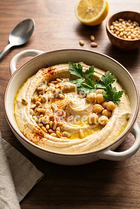 Photo de Purée de pois chiches et de pignons de pin