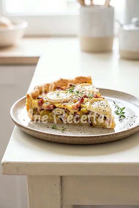 Photo de Quiche aux lardons poireaux et chèvre