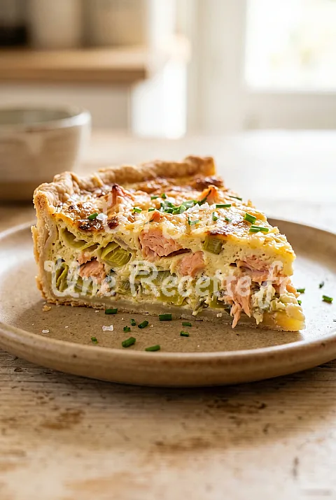 Photo de Quiche aux poireaux et au saumon fumé