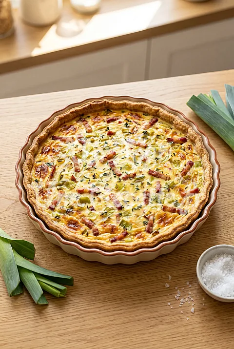 Photo de Quiche aux poireaux et lardons
