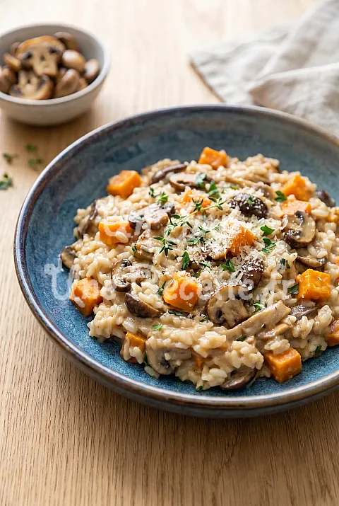 Photo de Risotto à la patate douce et aux champignons