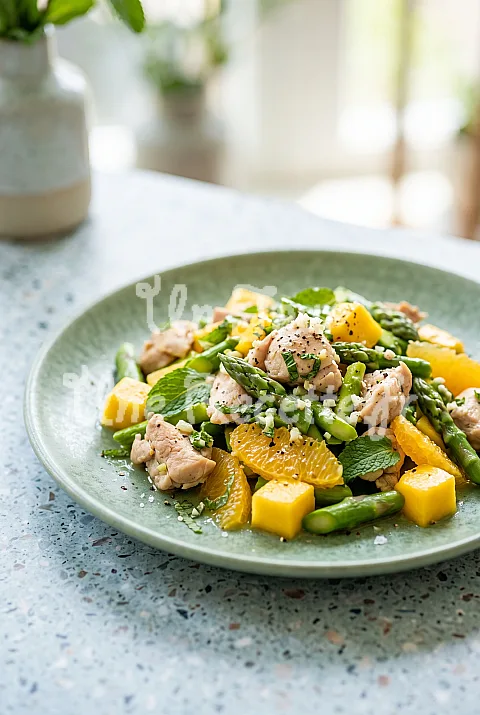 Photo de Salade d'asperges, poulet et mangue