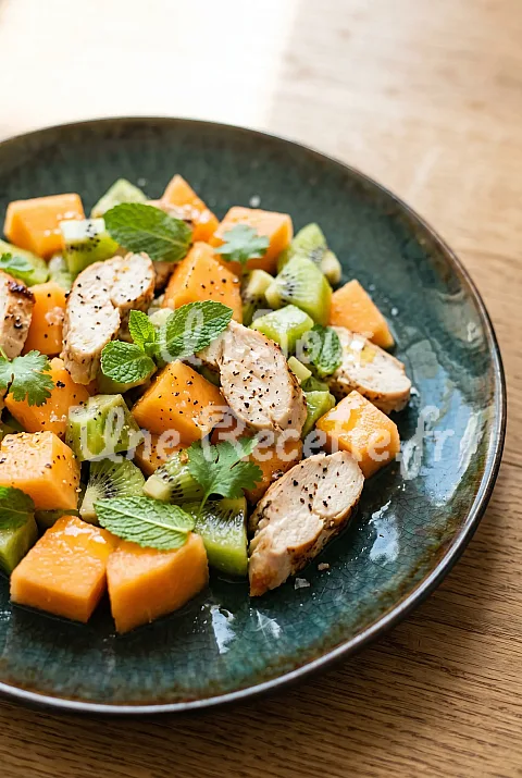 Photo de Salade de melon kiwi et poulet