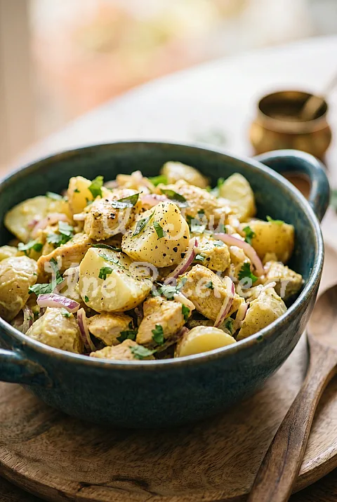 Photo de Salade de pommes de terre et poulet au curry